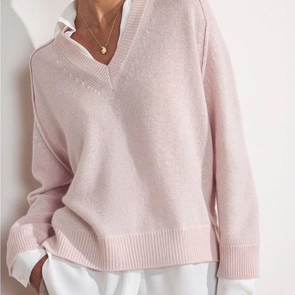 Brochu Walker l Looker Layered V-Neck Soft Pink Sweater
